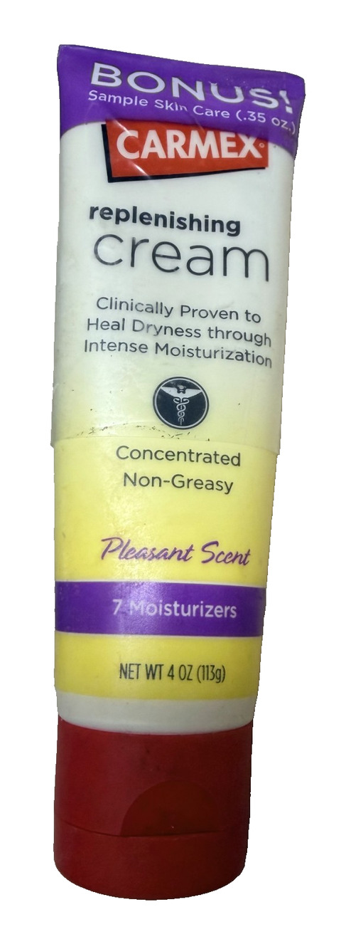 Carmex Replenishing Cream Intense Dry Skin Moisturizer Tube, 4oz + Bonus Sample